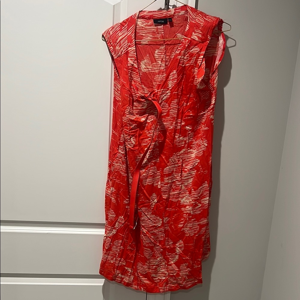 Apt. 9 Red Sleeveless V-Neck Midi Sundress with belt!